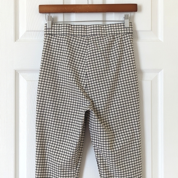 Zara Classic Windowpane Plaid High Waisted Soft Skinny Leggings Beige Black M - Picture 5 of 14
